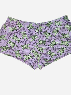 Y2K It's Happy Bunny Lounge Shorts Purple Green L